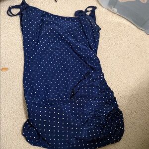 B Darlin Navy Blue Polka Dot Midi Dress